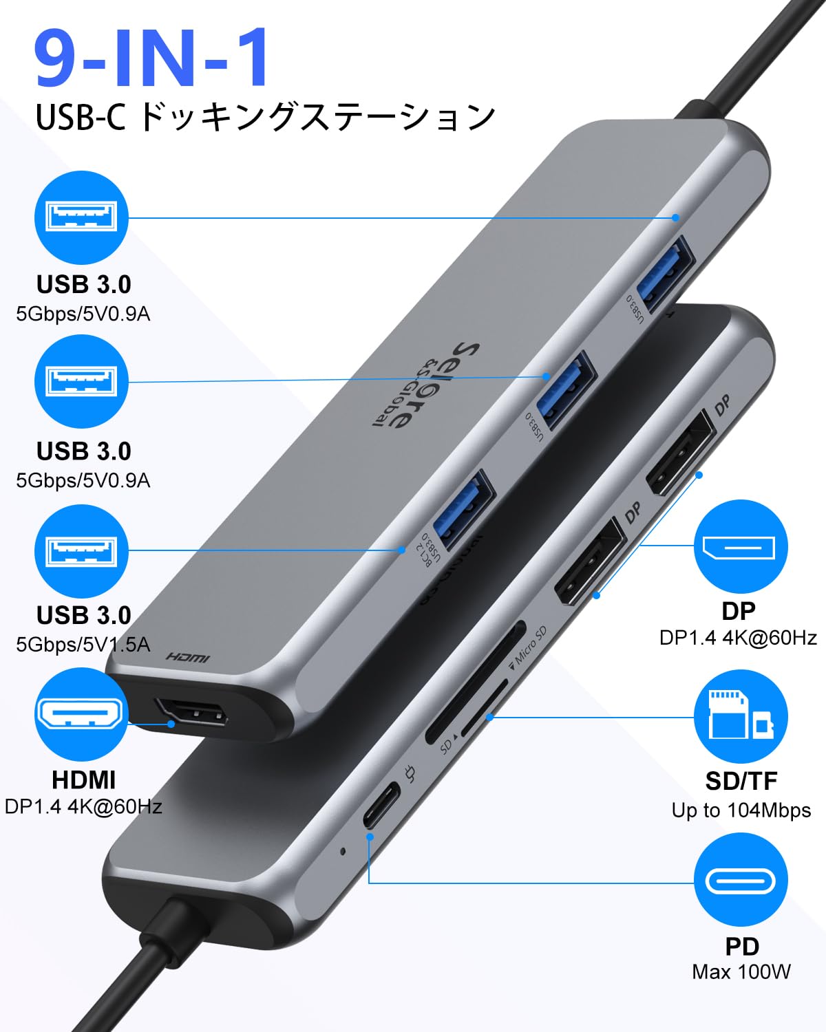 Amazon.co.jp: USB C ドッキングステーション type-c usb ハブ 【9-in