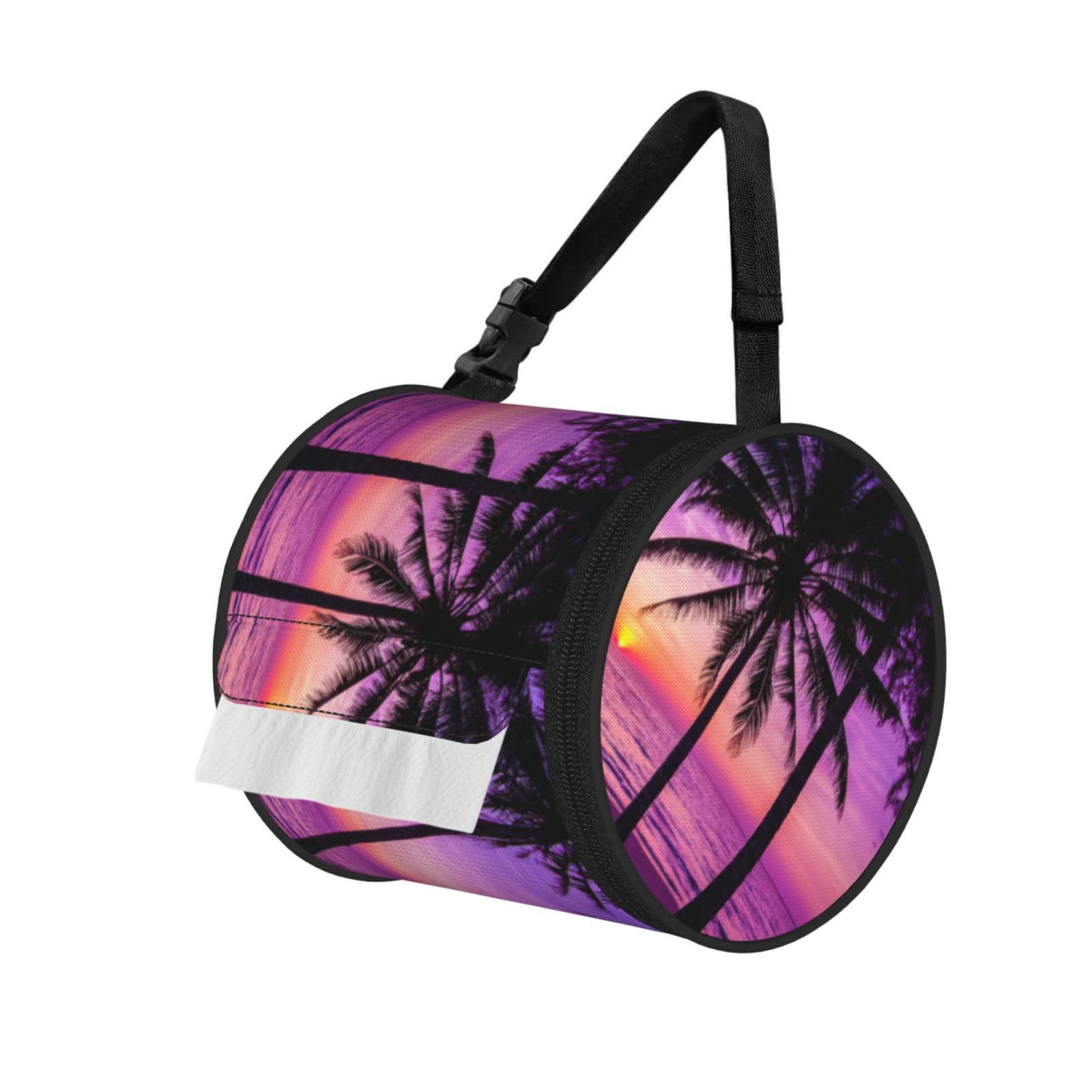 Palm Trees At Sunset Print Fashion Tissues Organizer Box, Hanging Tissue Holder For Purse Coins For Car Office Daily Outing