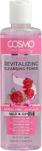 Cosmo Rose Revitalizing Cleansing Toner | Hydrating &amp; Balancing Facial Toner with Natural Rose Extracts for Refreshing, Gl...