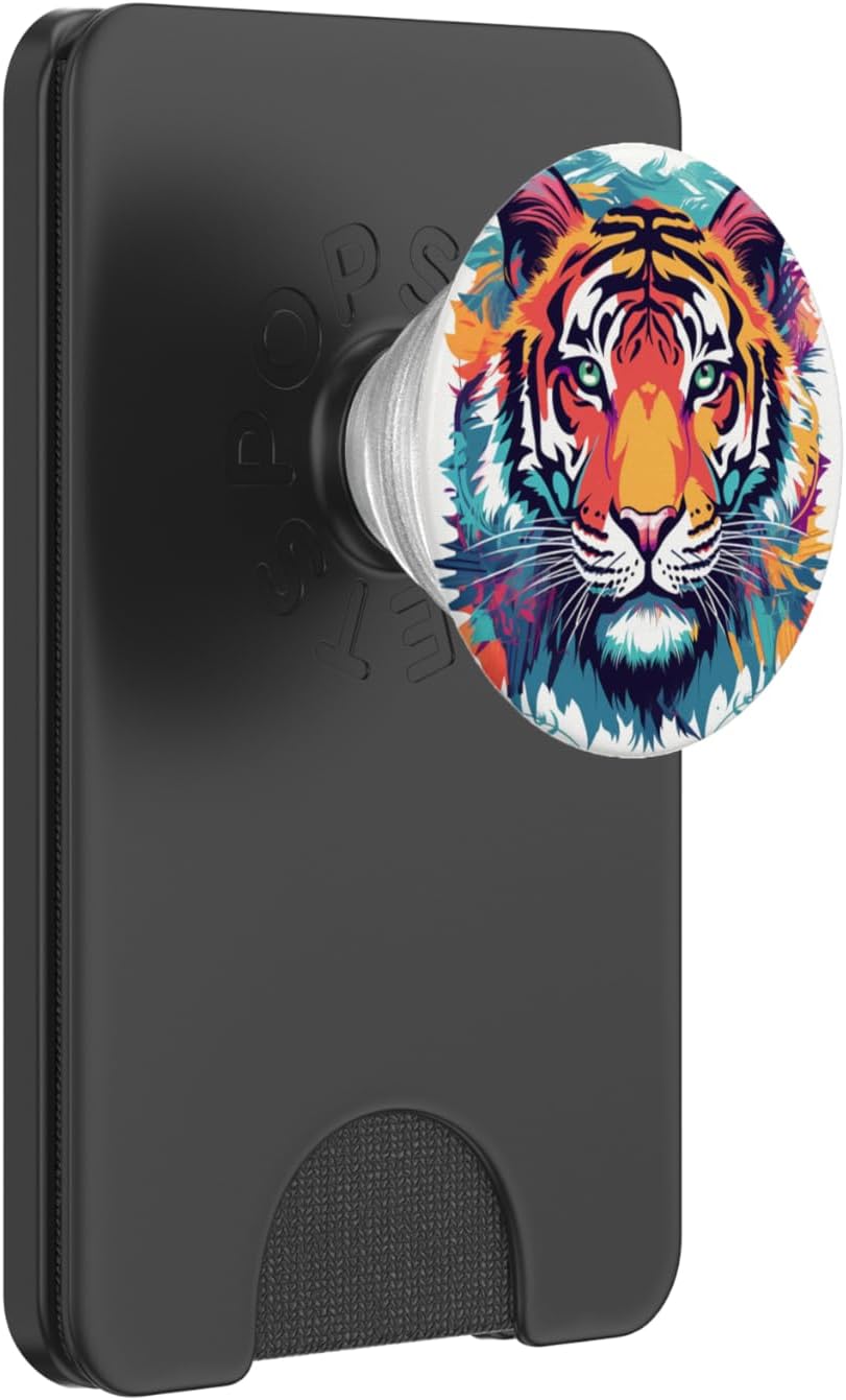 Watercolor Tiger PopSockets PopWallet for MagSafe