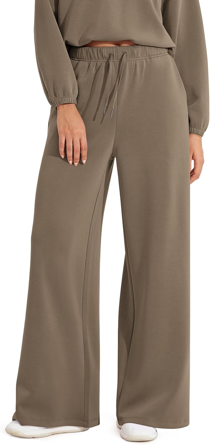 ODODOS Women's Modal Soft Extra Wide Leg Pants with Pockets Drawstring High Waist Pull-On Casual Pants