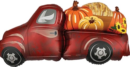 Farmer's Market Truck Super Shape - Globo de papel de aluminio, camioneta con calabazas, grande, 37.0 in