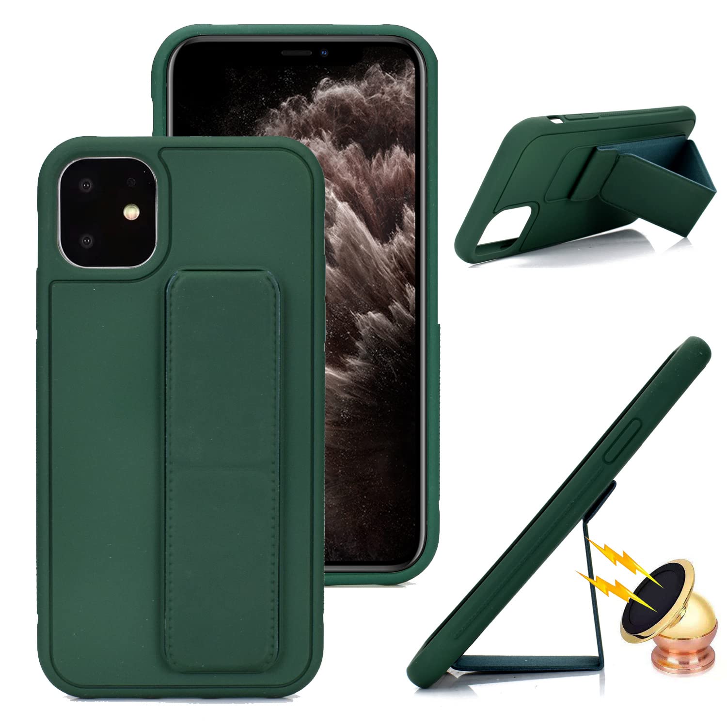 Wousunly Compatibile con Cover iPhone 14 Pro Max Silicone Antiurto TPU,Custodia iPhone 14 Pro Max Sottile Anti-Graffio Case con Porta Carte (Verde
