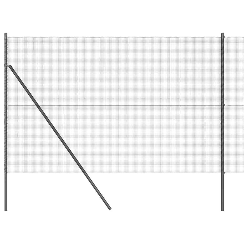 Steel Fence Post Grey 10 x 1.6 m 12 x 12 mm Mesh Garden Fence Panel with PVC Coating Outdoor Security Barrier for Yard or Terrace Modular Posts Set 14 Pack
