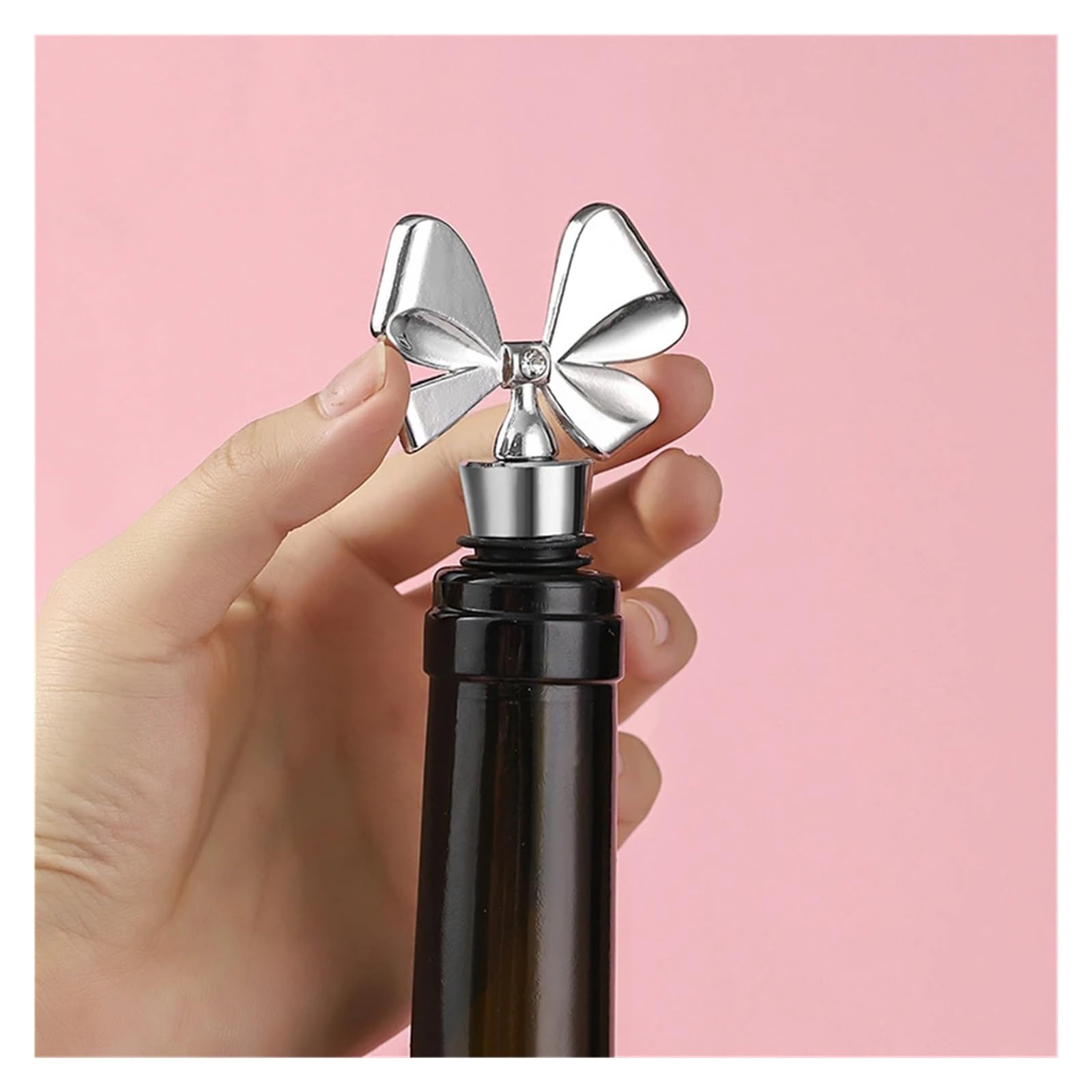 10 tapones para botellas de vino, tapón de champán, tapón de botella de vino brillante (plateado)