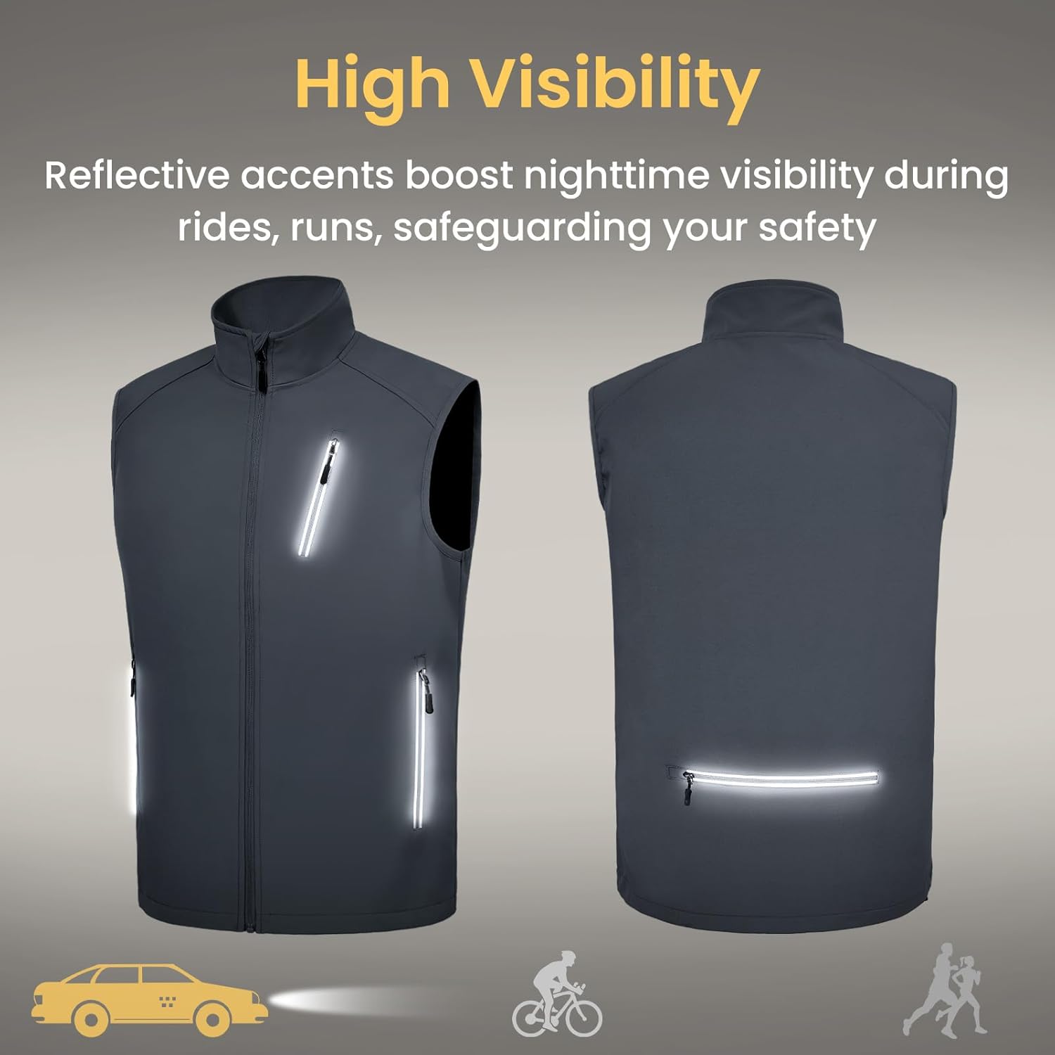 Men's Lightweight Golf Vest Windproof Softshell Vests Outerwear Multi-Pockets Zip Up Sleeveless Jacket - Image 6