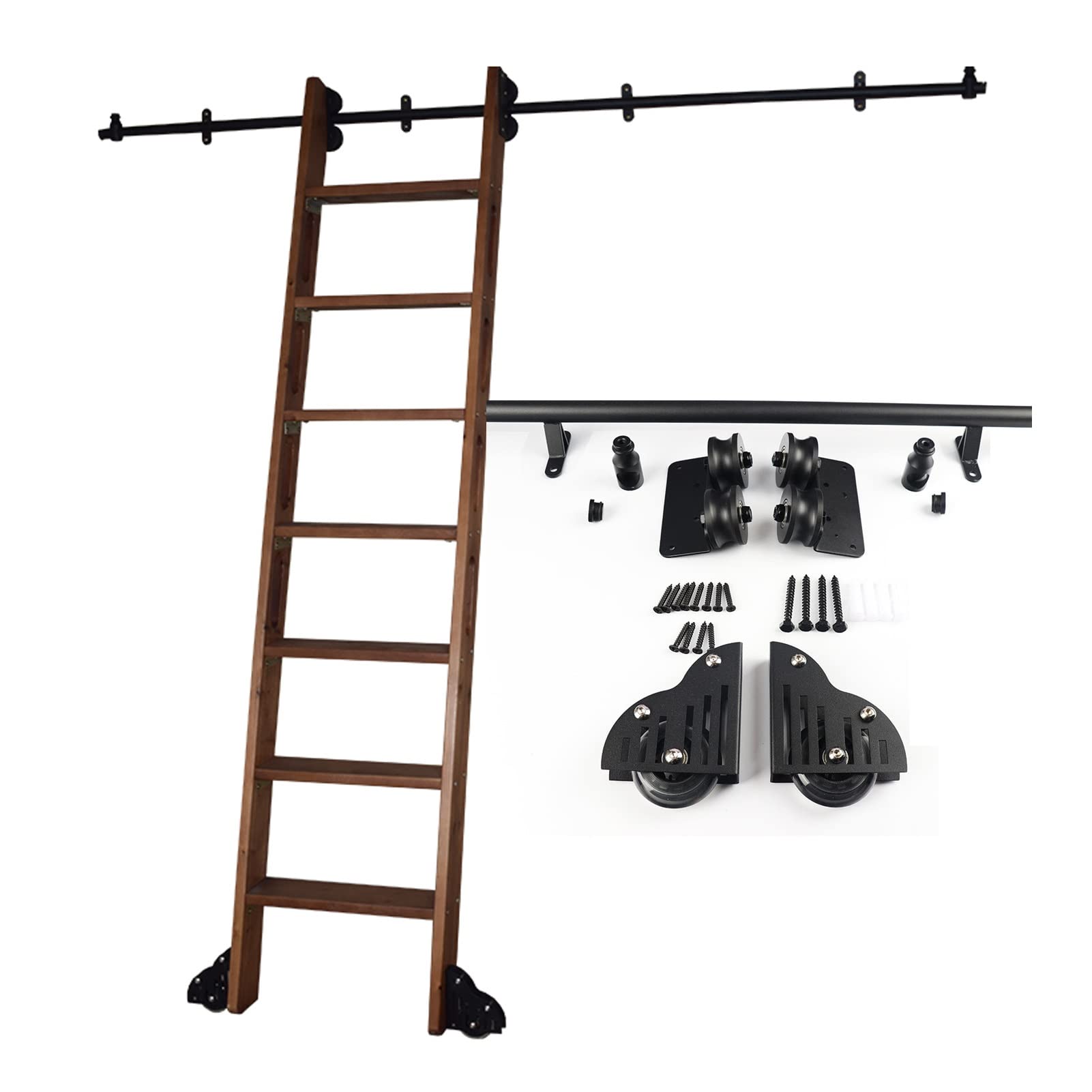 Ensemble complet de rails pour porte de grange en acier noir haut de gamme
