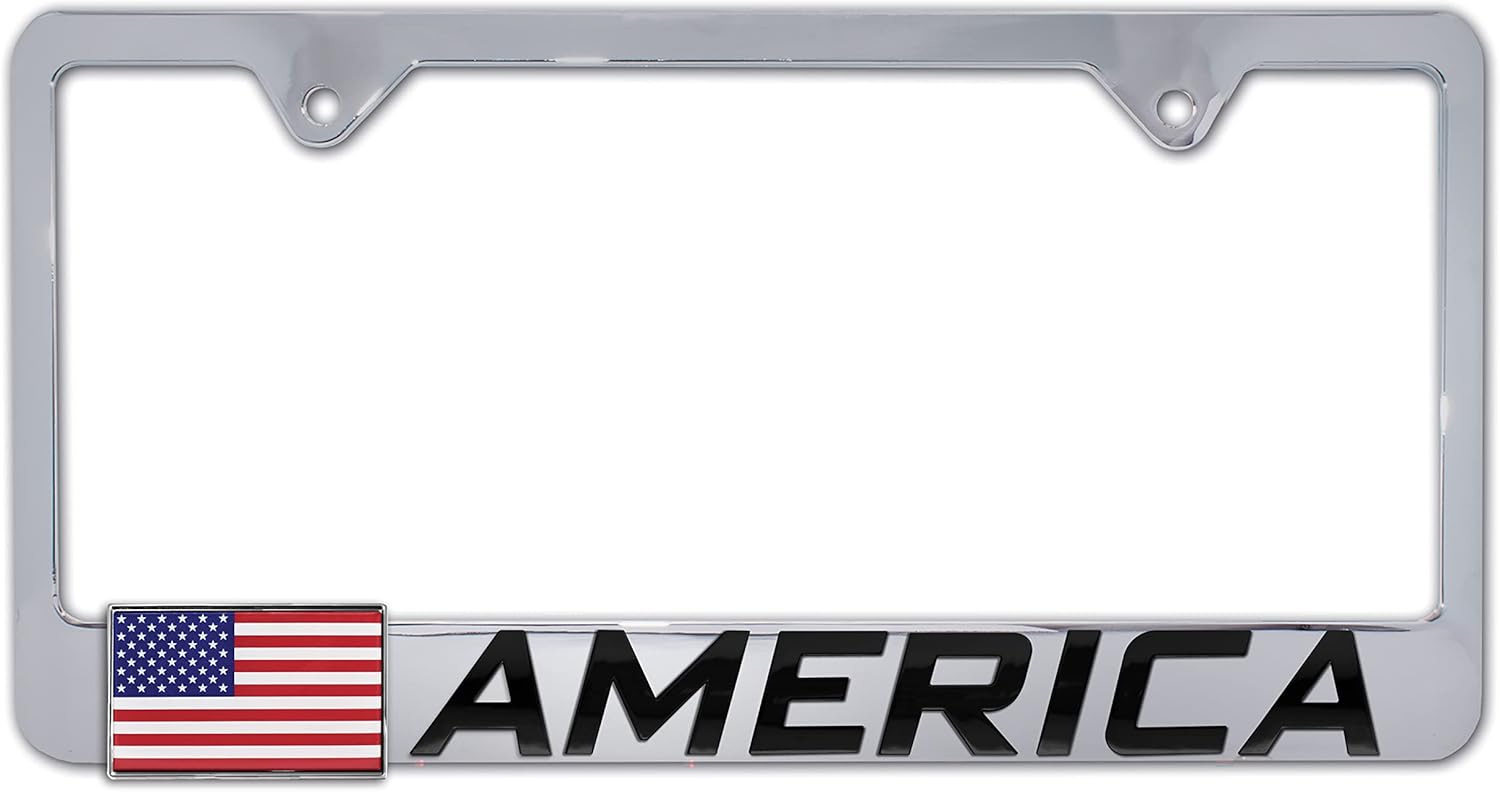 Elektroplate Patriotic United States of America Chrome-Plated All-Metal Premium Custom Molded 3D License Plate Frame Tag Holder for Cars/SUVs/Trucks Weather-Proof Automotive Accessory