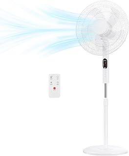 NEWBULIG 17" Pedestal Fans with Remote, Oscillating Standing Fan with 3 Speed & 3 Model, Quiet Timer Stand Up Fan for Indoor, Bedroom, Living Room, Adjustable Height & Tilt Head, Easy Assembly