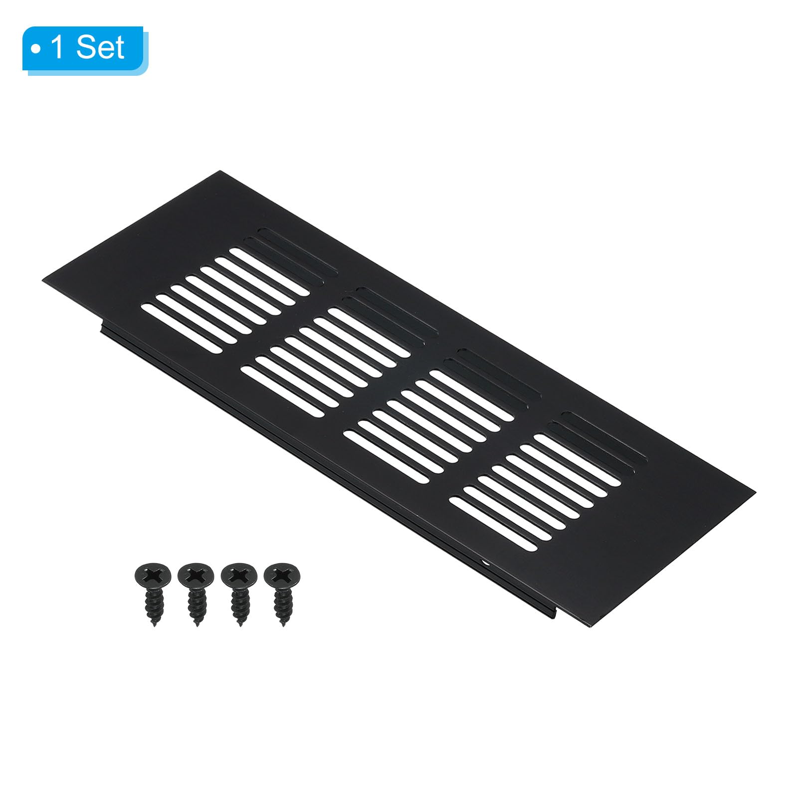 PATIKIL 8 x 3 Inch Door Air Vent Cover, Aluminum Grille Ventilation Cover Louvered with Mounting Screws for Cabinet Wardrobe Door Black - Image 3