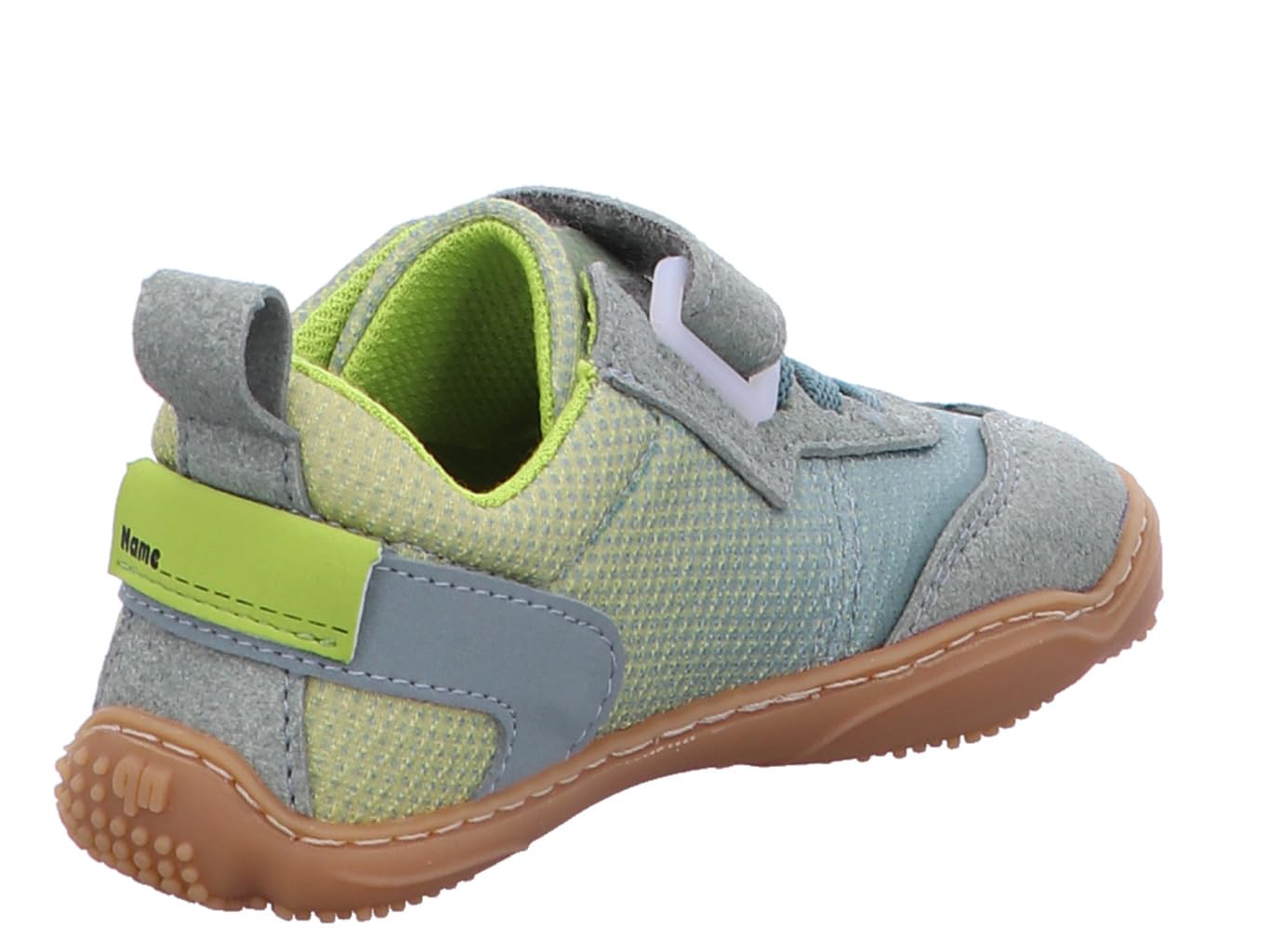 Qnuffs Barfußschuhe FICHTE, Sneaker, Kinderschuh, Unisex, Klettverschluss, Naturkautschuk, Mädchen, Junge, Klatthalbschuhe, waschbar, blau-Kombi, Weite M, Gr.26