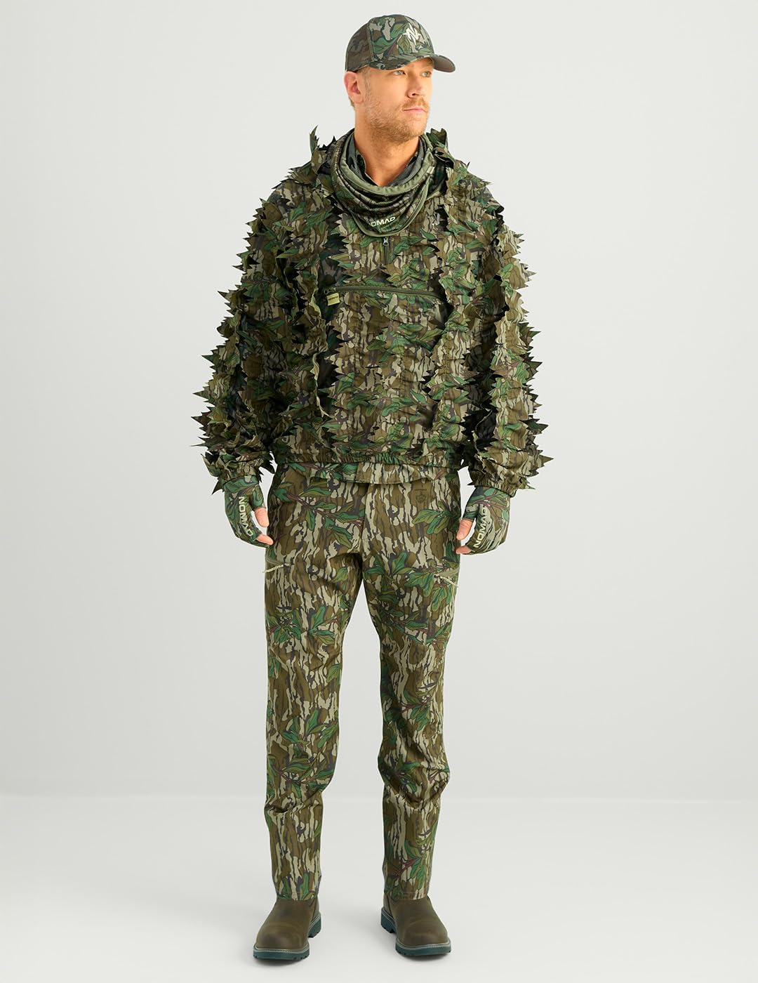 Nomad mens Leafy 1/4 Zip | 3d Leafy Camo Pullover for Turkey Hunting Shirt, Mossy Oak Greenleaf, Medium US