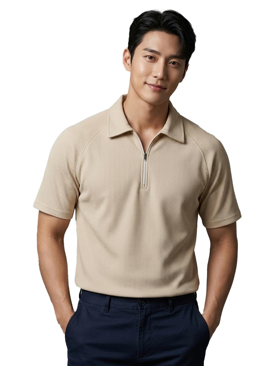 madfrog Men’s Solid Zip Polo Neck Half Sleeve T-Shirt – Soft & Lightweight Polyester Blend Fabric, Regular Fit Comfortable Casual Wear Top for Office, Travel-picture-27