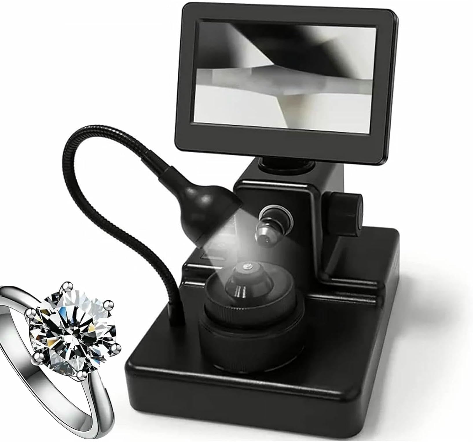 YXZYFPP 4.3-Inch LCD Diamond Girdle Viewer - 50-1000X Magnification with LED Light for Precise Inscription Detection & Gemstone Evaluation