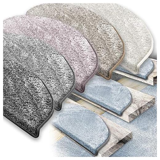 casa pura Marchette Escalier | Effet Velour : Tapis Doux et Confortable | Tapis Polypropylène Résistant | Sundae - Gris Argenté, Tapis de Marche Escalier Rectangulaire (15 pièces)