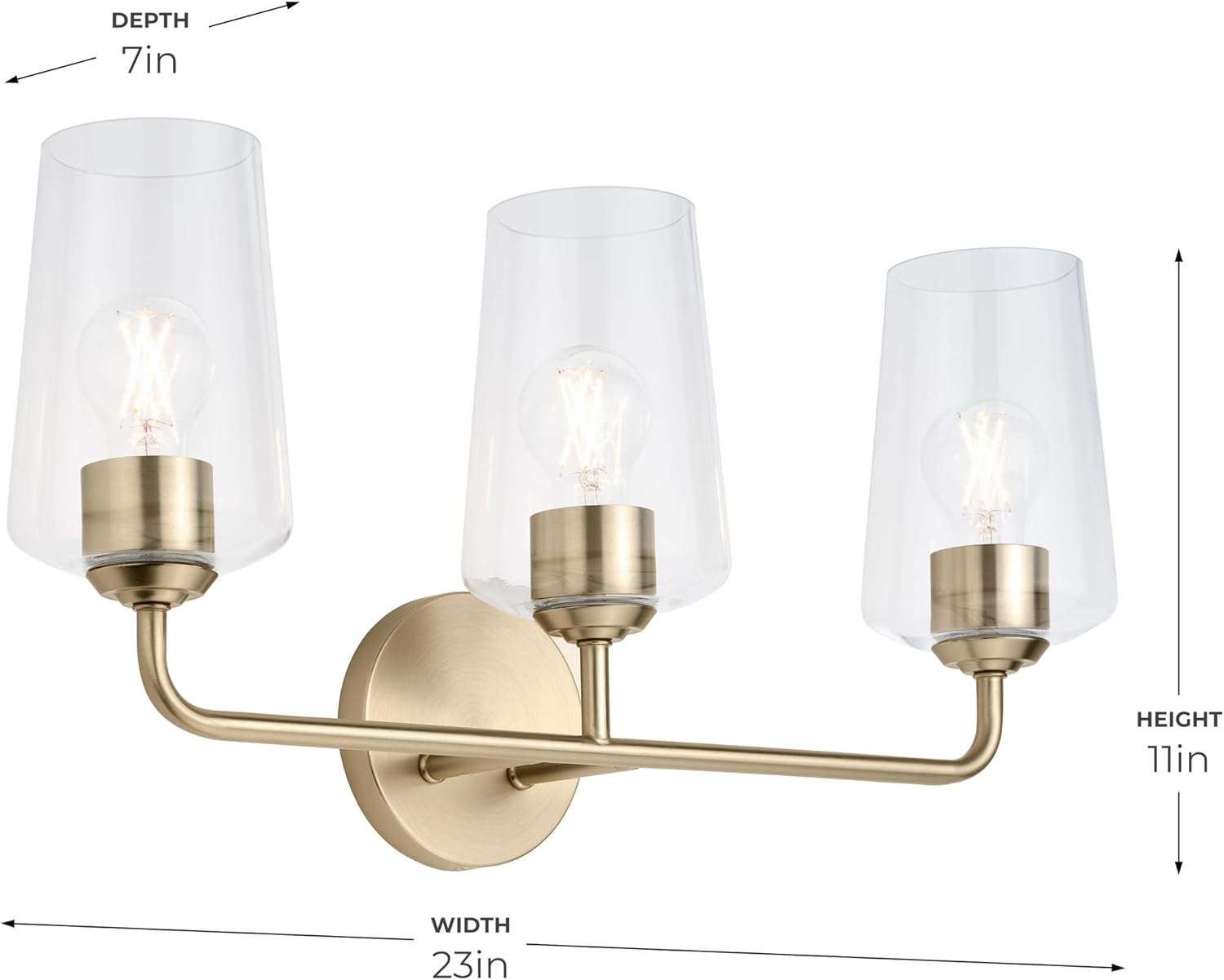 Progress Lighting Celino Collection Three-Light Vanity Light with Clear Glass Shades