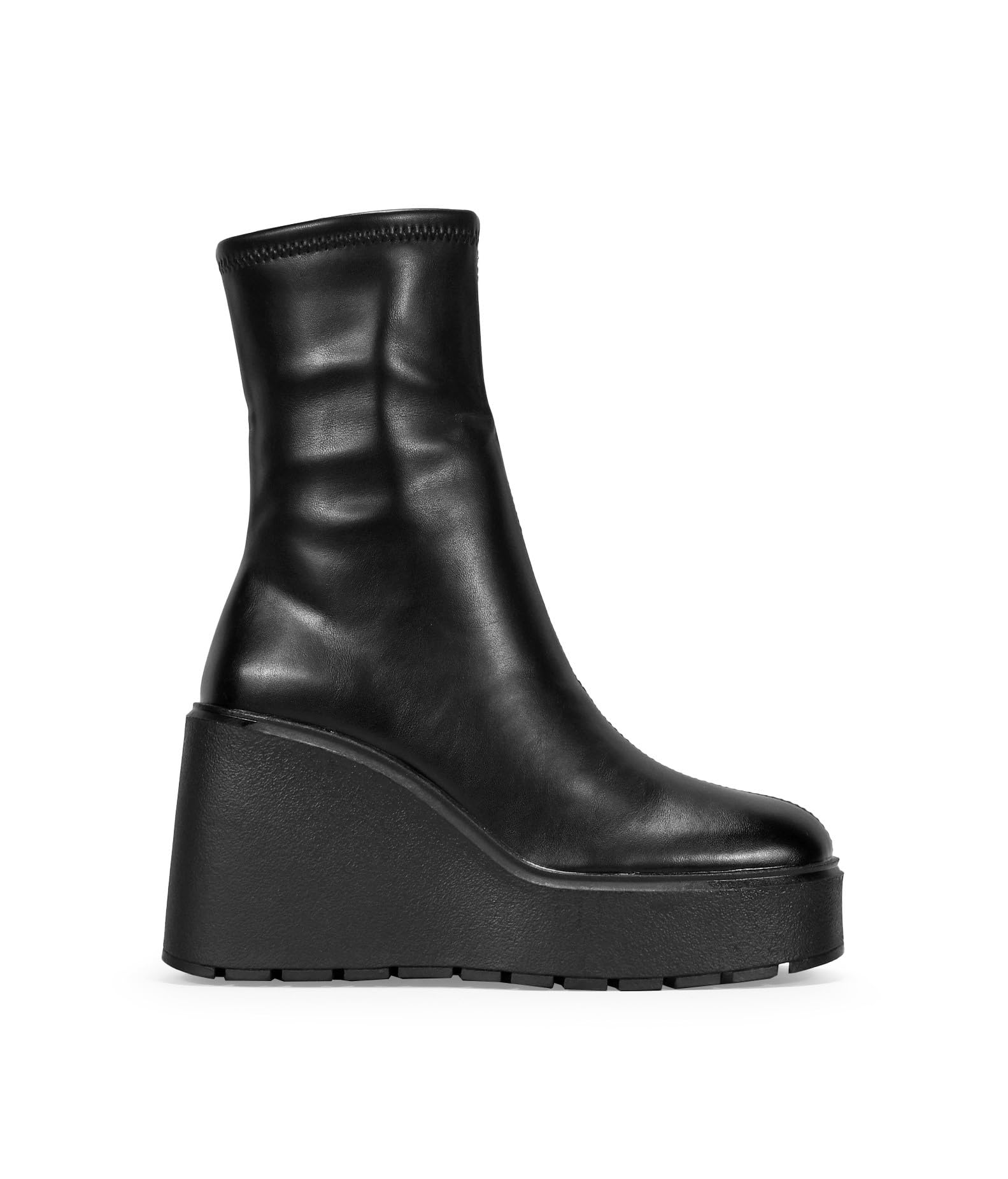 BOSANOVA Botines Ajustados de cuña Negros para Mujer con caña Media, Acabado Redondo y Suela de Plataforma con cuña de 9 cm. Cierre con Cremallera Interior. Calzado para Mujer