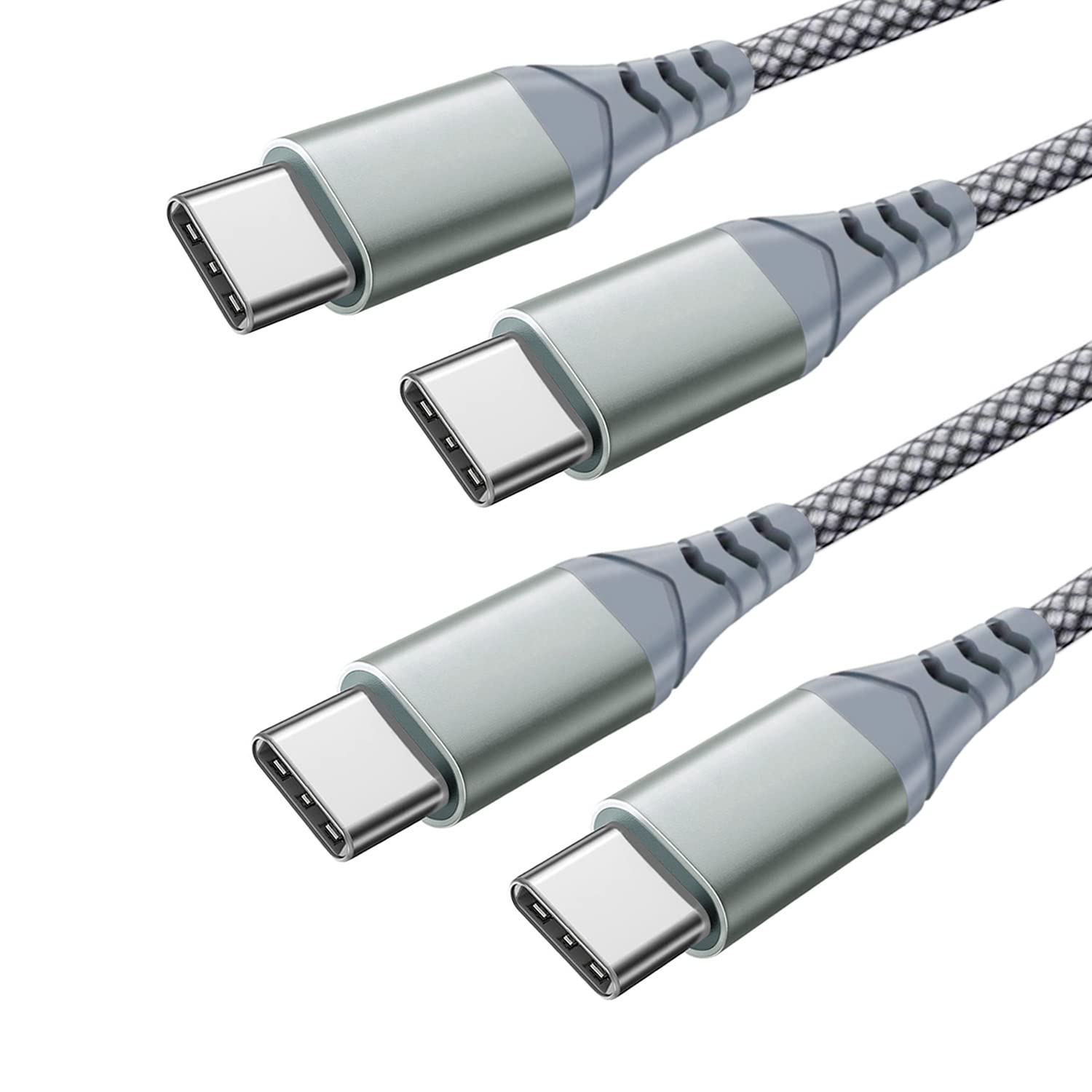 QCEs USB C to USB C 60W Cable, [2-Pack 5ft] Type C Charger Cord Compatible with Samsung Galaxy S21/S20+ Ultra, Note 20/10 Ultra, iPad Pro, iPad Air 2020, MacBook Air, iPad Mini 6, Pixel-Grey