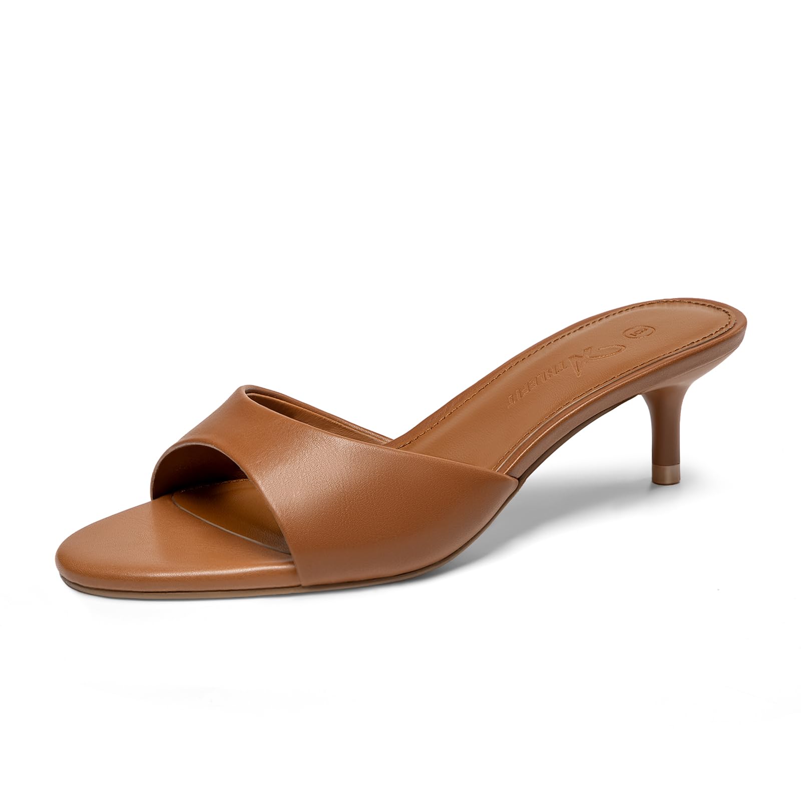 Athlefit Kitten Heels for Women Open Toe Comfortable Low Heels Slip On Dressy Casual Heeled Sandals for Party Wedding Prom — view 8