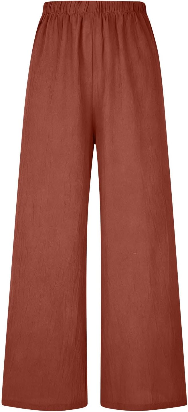 Women's Casual Wide Leg Pants High Waist Baggy Drawstring Athletic Lightweight Summer Spring Pants with Pockets