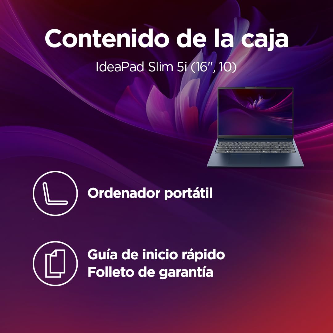 Lenovo IdeaPad Slim 5 Gen 10 – Ordenador Portátil 16" WUXGA (Intel Core Ultra 9 185H, 32 GB RAM, 1 TB SSD, Wi-Fi 6, USB-C, Windows 11 Home) Teclado QWERTY Español - Azul Cósmico
