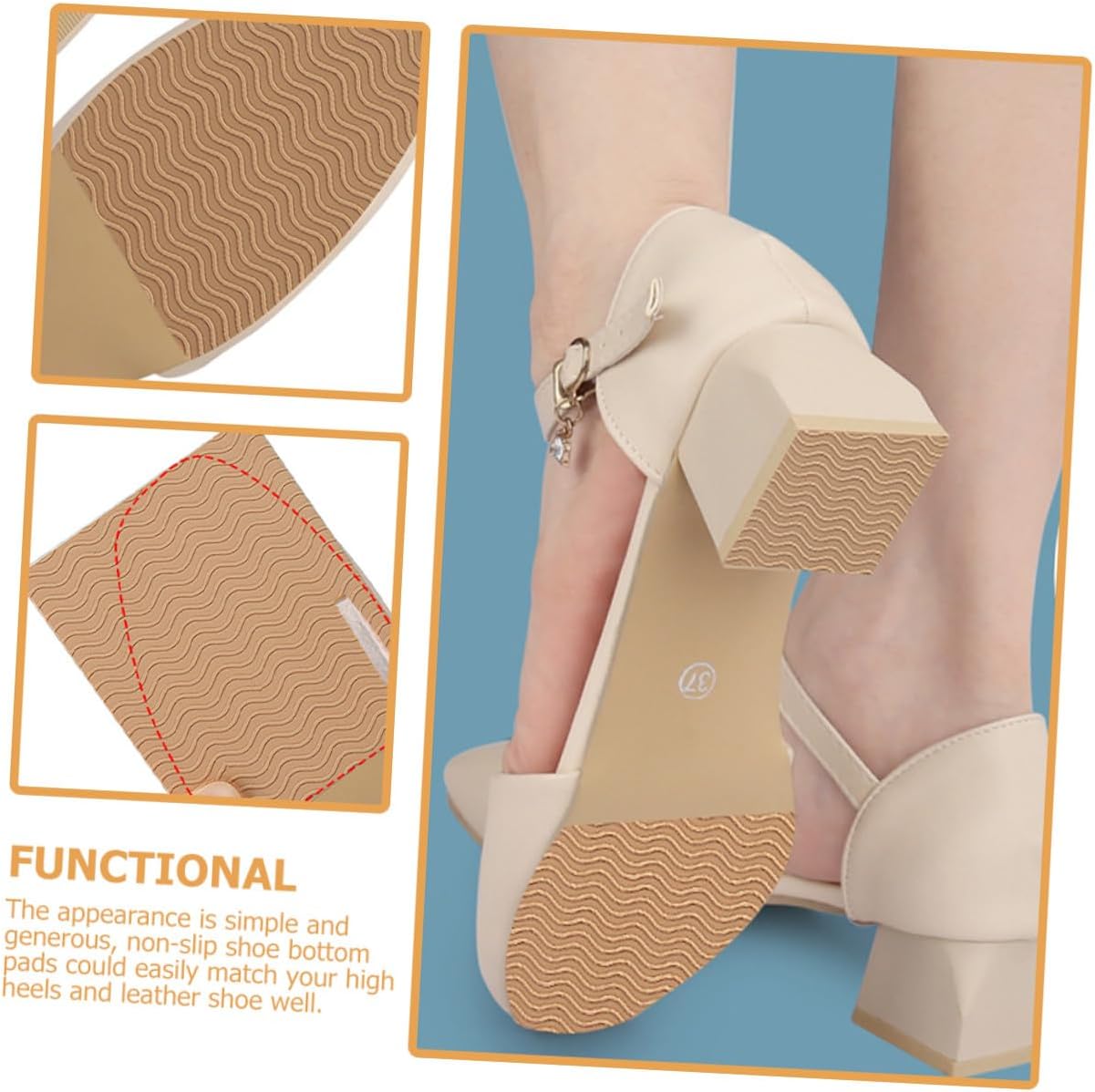 Adhesive Non-Slip Shoe Bottom Pads 8 Pieces 4 Sets Black Apricot Khaki Self-Adhesive Anti-Slip Sole Stickers for High Heels Shoe Protection and Grip