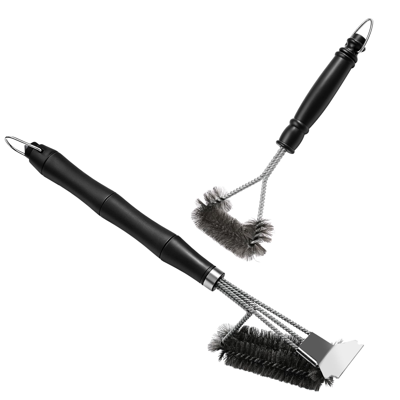 2 cepillos para parrilla con raspador, cepillo de limpieza para parrilla, accesorios para parrilla de carbón de gas