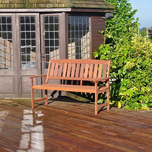 Kingfisher 3 Seater Hardwood Garden Patio Bench - Image 3