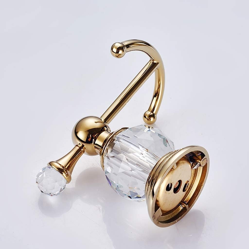Copper Crystal Double Hook Clothes Door European Style Wall Mount Towel Hat Robe Hook Bathroom Hardware Accessories Door Hanger Creative