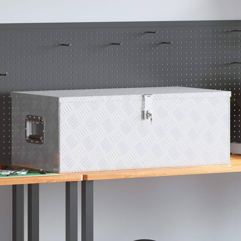 Genérico Caja de almacenaje de Aluminio Plateado 90x47x33,5 cm,Bricolaje,Accesorios de Bricolaje,Organización y Almacenamiento de Herramientas,Cajas de herramientas-152254