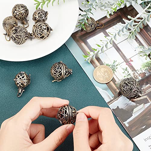 SUNNYCLUE 10Pcs 5 Styles Cage Charms Spiral Spring Bead Hollow Cages Pendants Brass Locket Charm for DIY Lava Stone Beads Gemstone Necklaces Bracelet Jewellery Making Supplies - Image 3