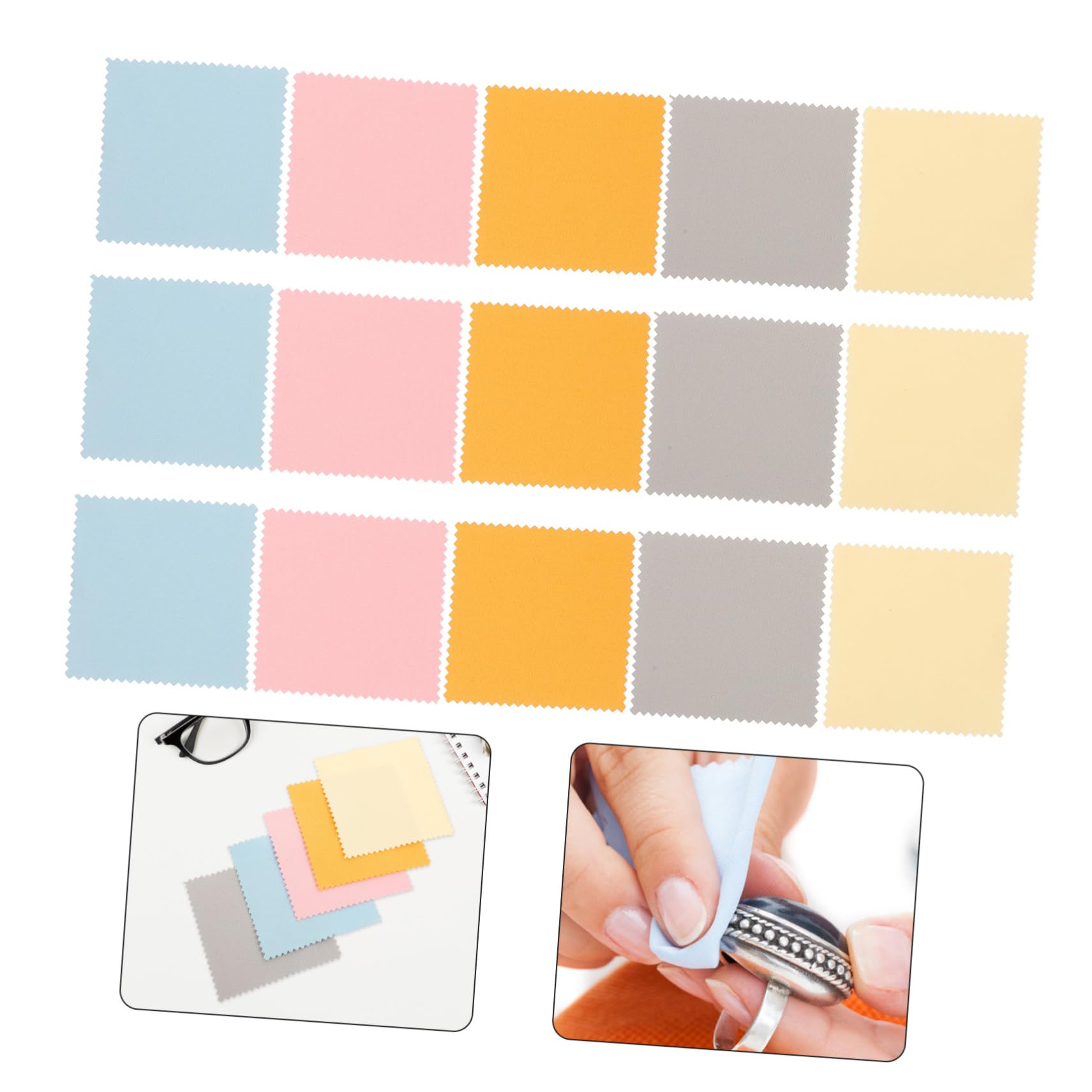Housoutil 5 Set Panno Pulizia per Gioielli Microfibra Assorbe Macchie E Polvere Riutilizzabile E Facile da Trasportare per Collane E Bracciali 15 Pezzi * 5