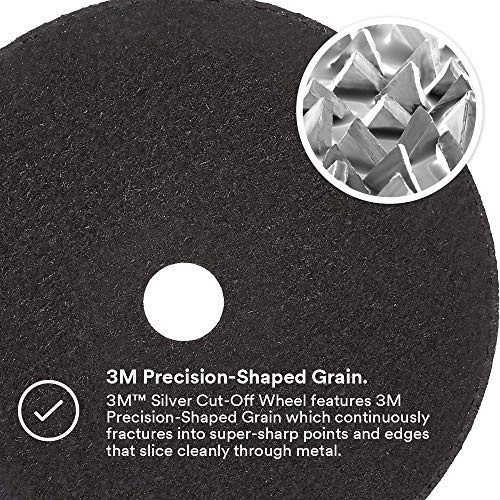 3M Silver Cut-Off Wheel, 87458, T1, 3 in x .035 in x 3/8 in, Pack of 25, Precision Shaped Grain, Pipe Cutting, Stainless and Mild Steel, Metal Fabrication, Metalworking - Thumbnail 7