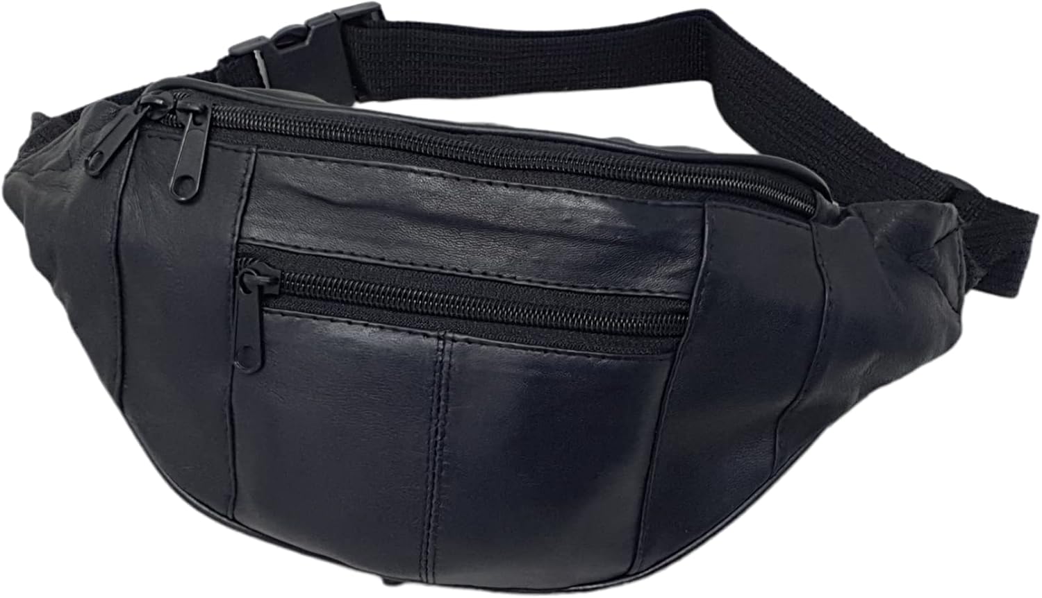 Genuine Black Leather Quality Waist bag Bum Bag Travel pouch pack adjustable belt - 1013