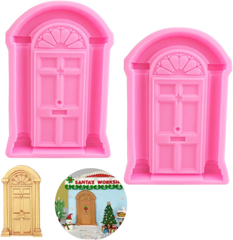 Luckycivia 2 Pack Door Window Silicone Mold, Door Shape Baking Mold for Frame Cakes Border Pattern Fondant Decorating Baking Chocolate Candy