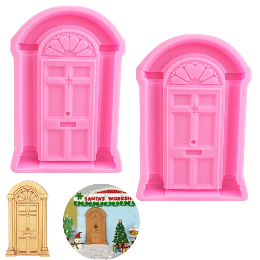 Luckycivia 2 Pack Door Window Silicone Mold, Door Shape Baking Mold for Frame Cakes Border Pattern Fondant Decorating Baking Chocolate Candy