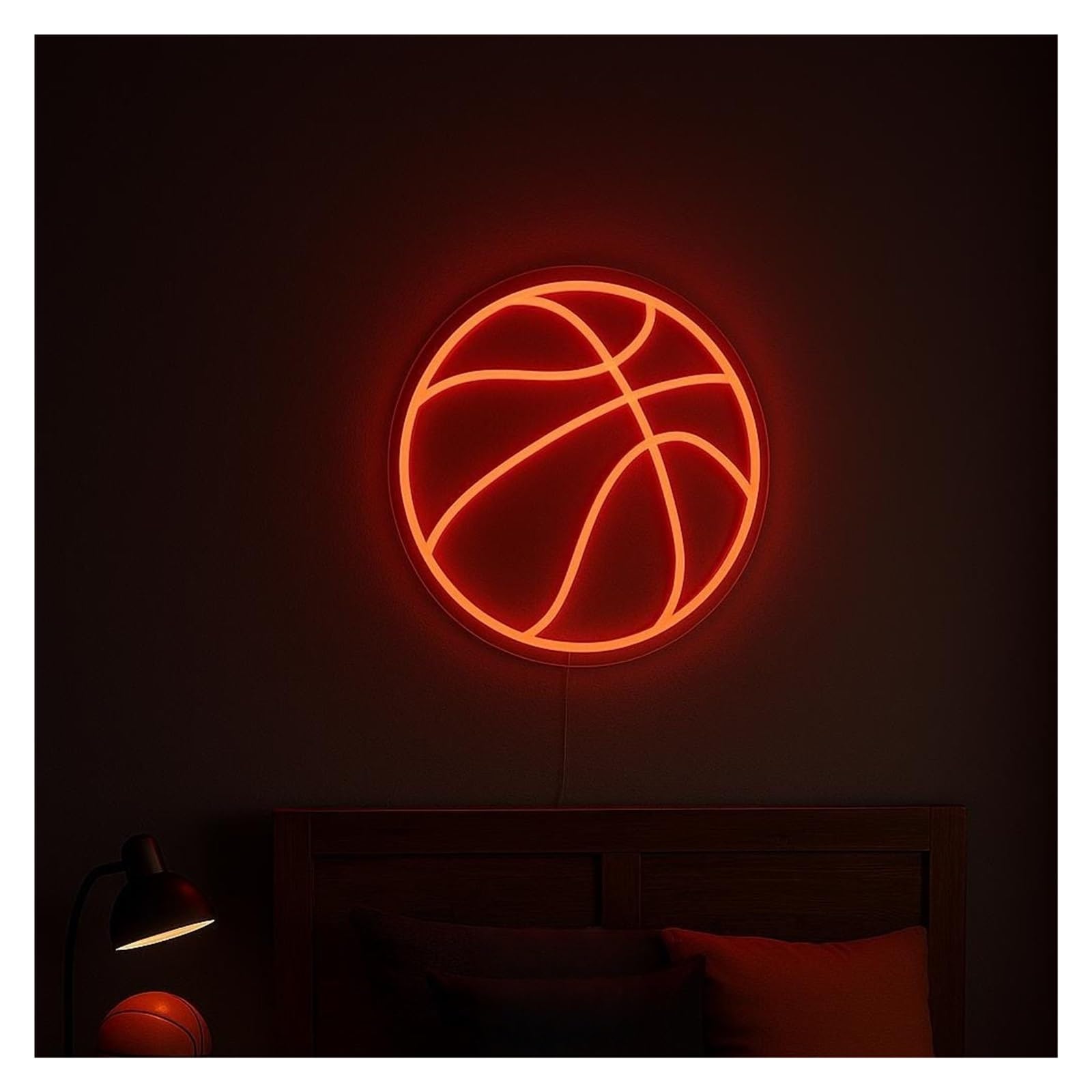Shouxi E Sign Lamp Basketball Neon Sign, Suitabl For Gam Room Wall Art Decor With Dimmabl 38Cm