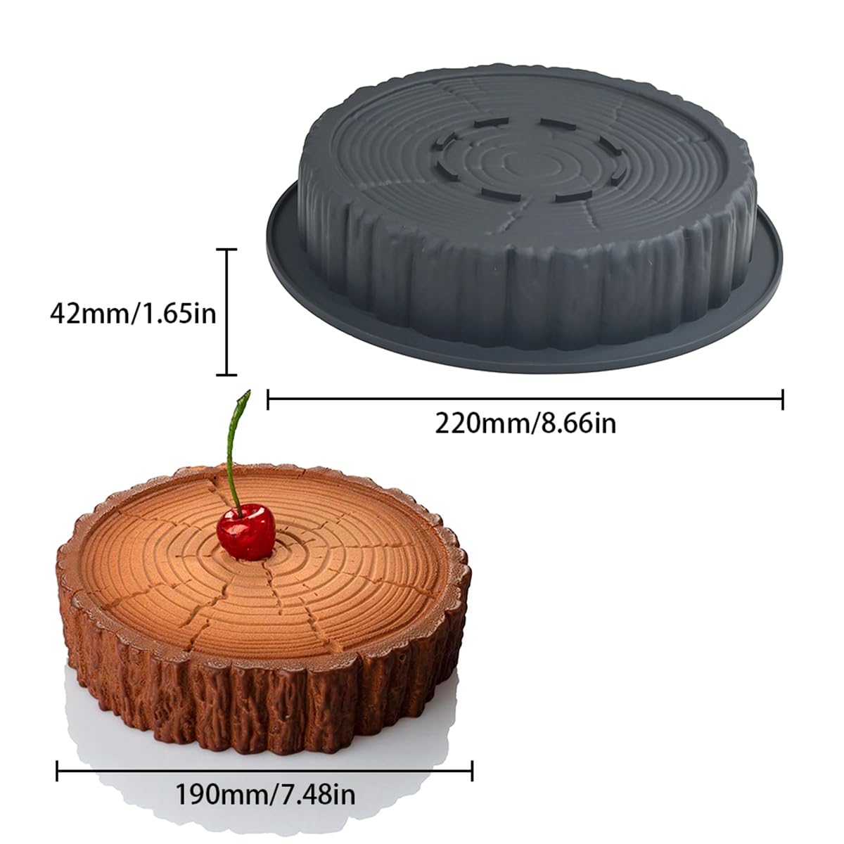 mostsom Moule à gâteau décoratif en silicone pour mousse, gelée, chocolat, crème glacée (souche d'arbre)