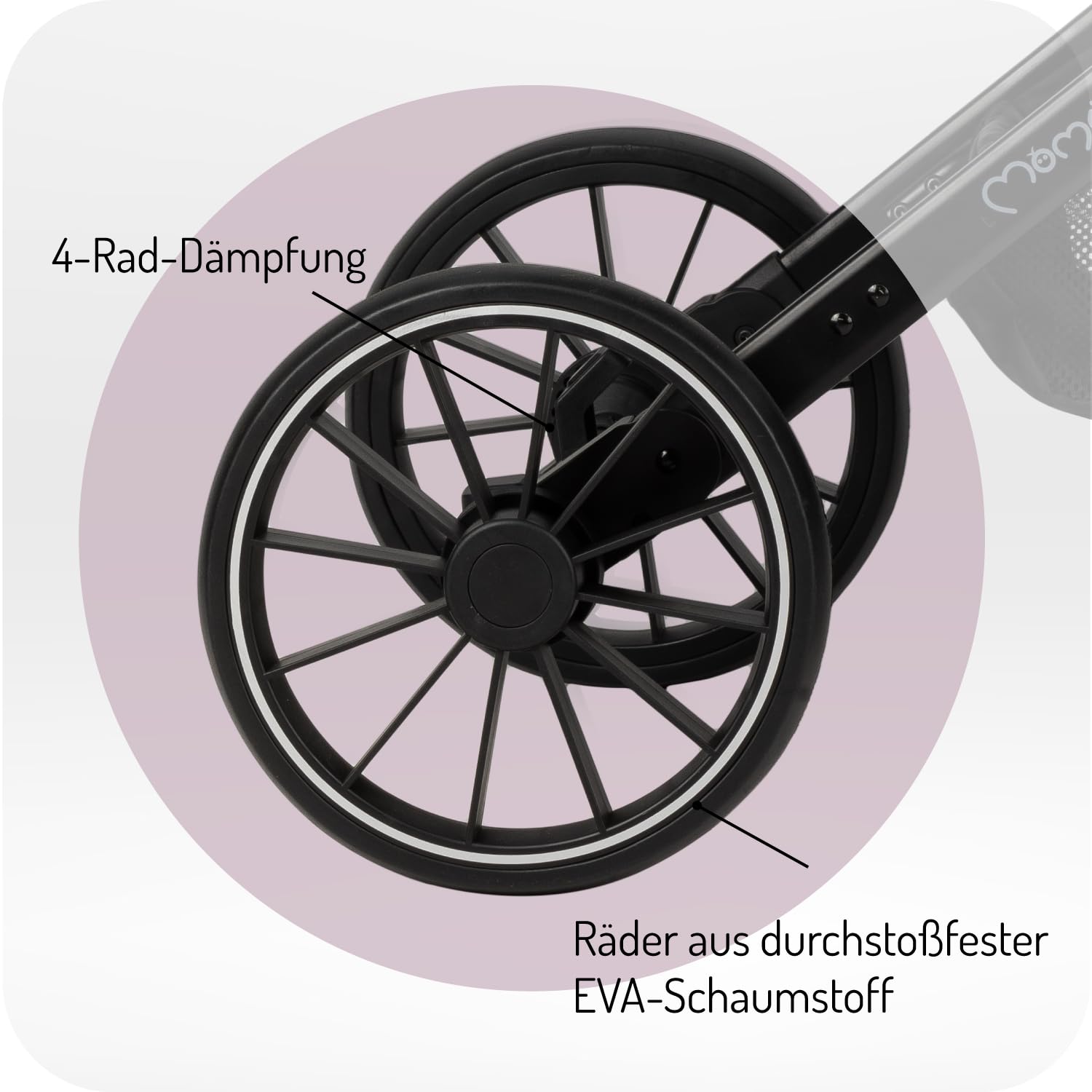 MoMi ESTELLE PLUS LIGHT Kinderwagen ab 6. Monat (bis 22 kg), klappbarer Buggy mit 5-Punkt-Sicherheitsgurt, Einkaufskorb und Liegefunktion, Teleskop-Stange zum Ziehen, steht nach dem Zusammenklappen