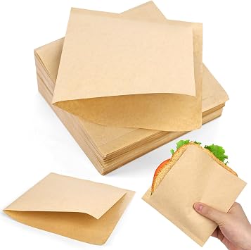 VGOODALL Pretzel Bags, Grease-Resistant Brown Paper Sandwich Bags, 200 Pcs | 5" x 5" double open paper, ideal choice for oily snack, pretzels cookies, doughnut, wraps, burgers, etc