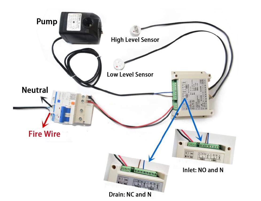 Taidacent Automatic Water Level Controller - Two Non Contact Water Level Sensors, 1 Meter Cable, Fills or Empties Tanks