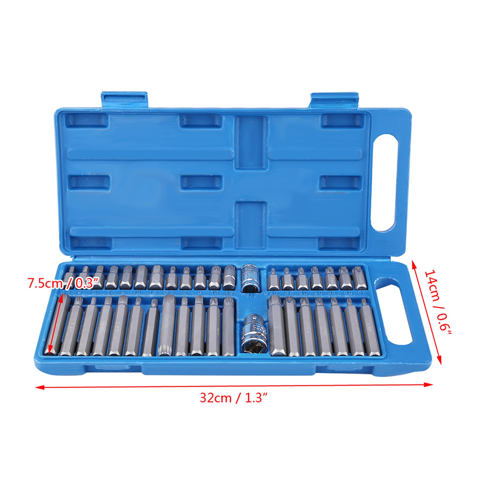 40 pezzi Set di Punte per Cacciavite, Set di 40 punte Torx Tx-Star Spline Hex Mechanics con adattatore per unità da 1/2", 3/8", esagonale set di chiavi a bussola e punte spline brugola