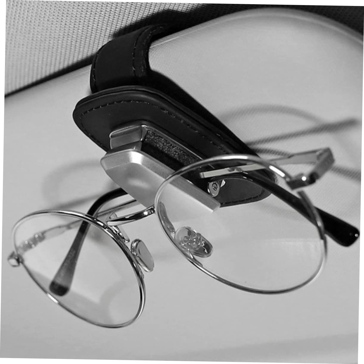 SOLUSTRE 5pezzi Porta Occhiali Per Auto Pelle Premium Clip Per Visiera Multifunzionale Per Occhiali Da Sole e Biglietti Design Compatto e Pratico Accessorio Per Veicoli