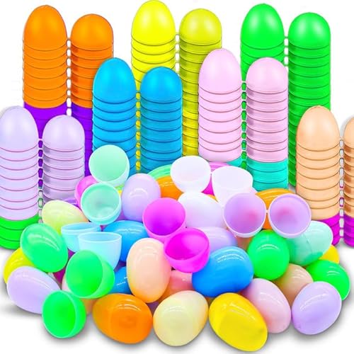 50Pcs Plastic Fillable Easter Eggs,Assorted Colorful Easter Eggs Bulk for Egg Hunt,Easter Basket Stuffers Fillers,Surprise Egg,Easter Party Favors,Classroom Prize Supplies