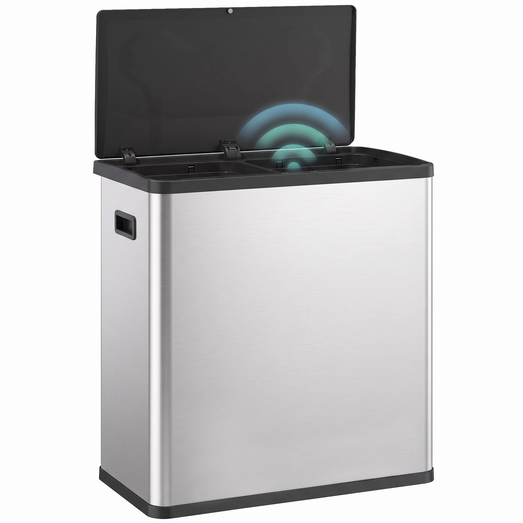 HOMCOM Poubelle de Cuisine Automatique 60L (2 x 30L) à Double Compartiment