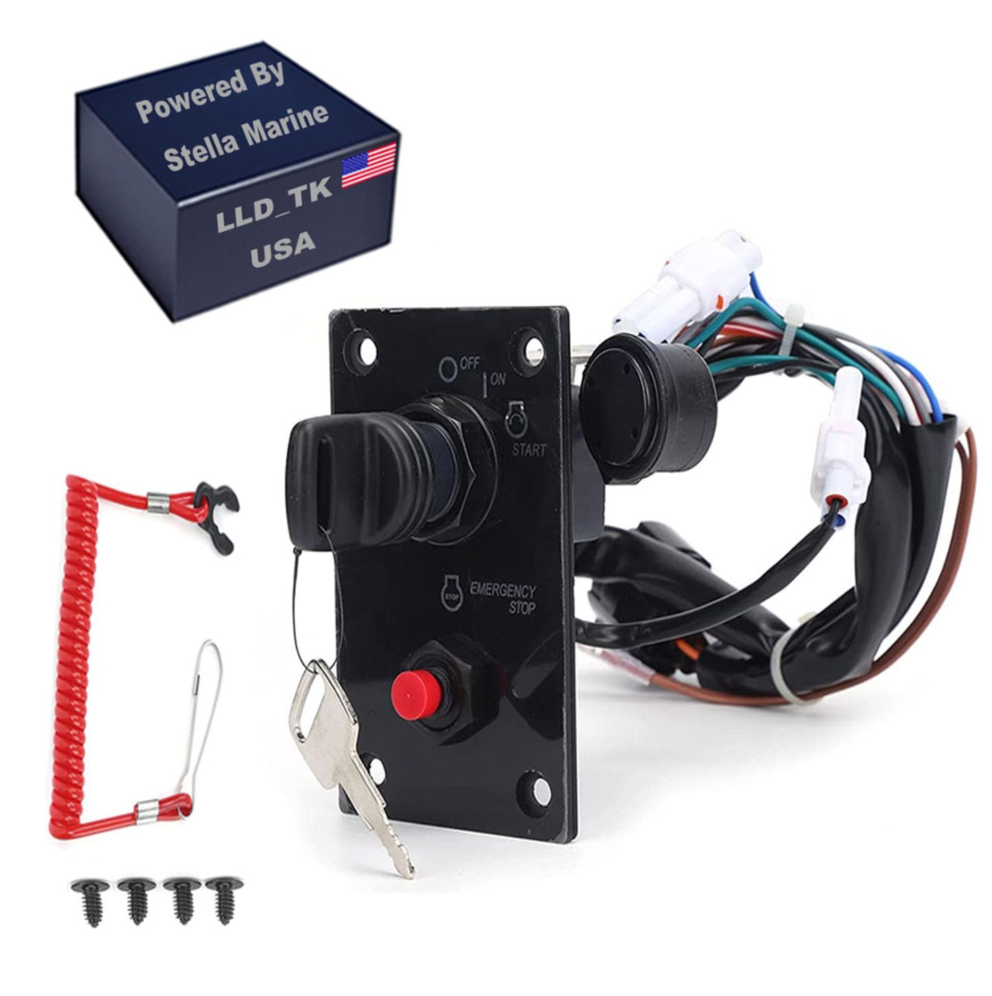 Outboard Single Engine Ignition Key Switch Panel 37100-96J24 37100-96J27 for Suzuki Outboard Top Single Switch Panel Replacement