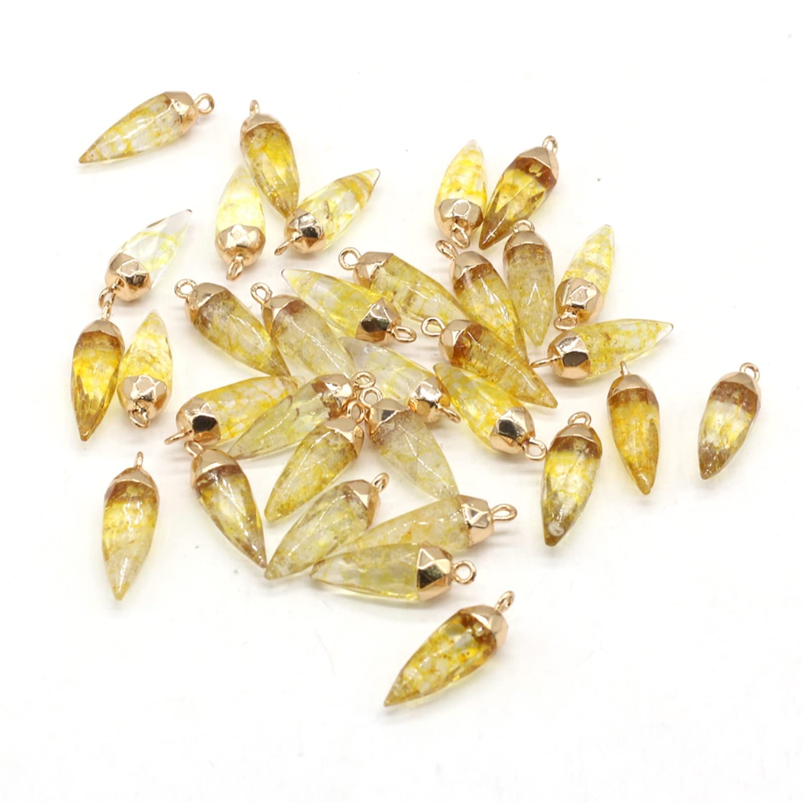 Pendentif Citrine Diamant Brut, perles d'artisanat pour boucle d'oreille - 7