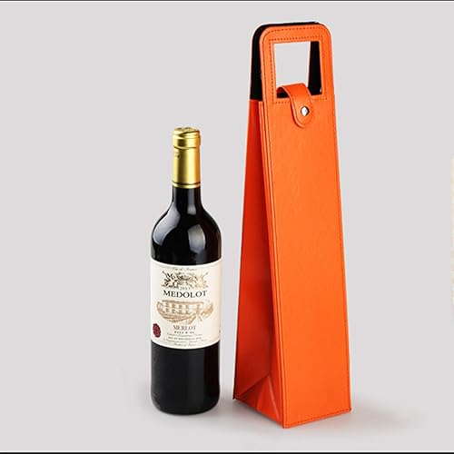 Miniatura 1 de MINIDUO Bolsa de transporte para vino, bolsa de vino de piel de vino con asas, reutilizable, naranja