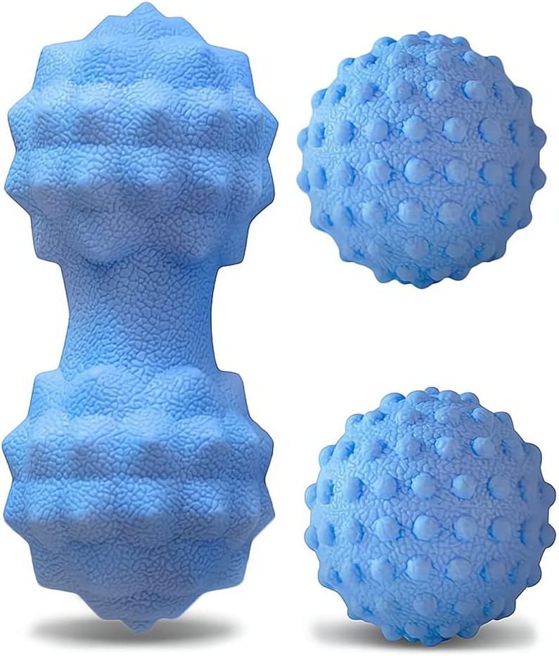 SYOSI Massage Ball, Lacrosse Yoga Massage Therapy Ball, Double Massage Ball Roller for Deep Tissue, Trigger Point Therapy, Myofascial Release, Muscle Knots, Muscle Tension Sore, Blue