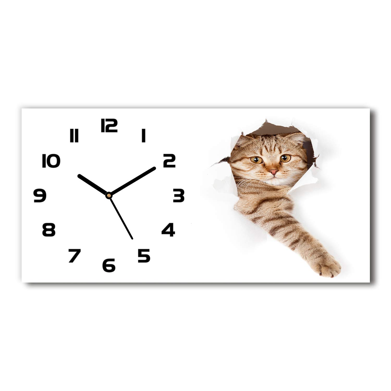 Horloge de salon en verre Tulup motif chat pour ambiance design